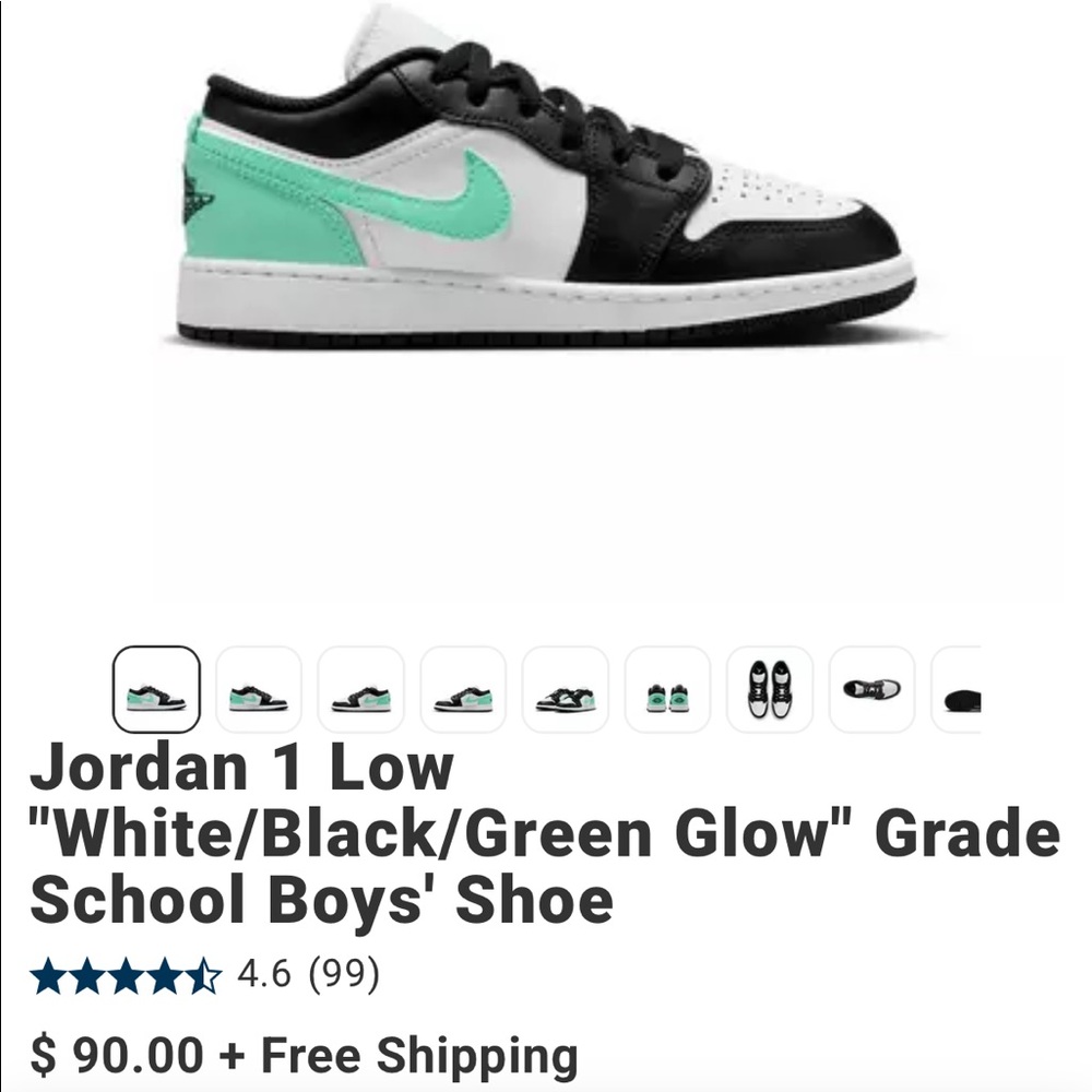 Nike Air Jordan 1 Low 'Green Glow' Sneakers